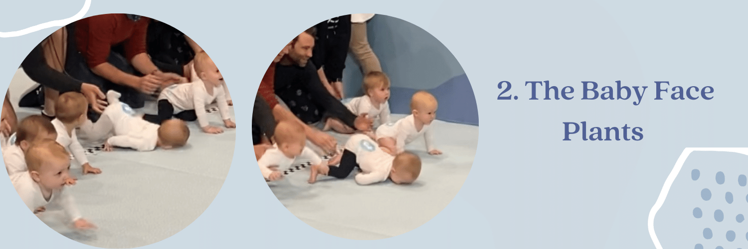 Babies falling over safely on a munchkin and bear play mat 