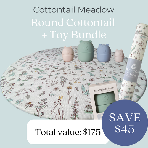 Round Cottontail Play Mat + Toy Bundle